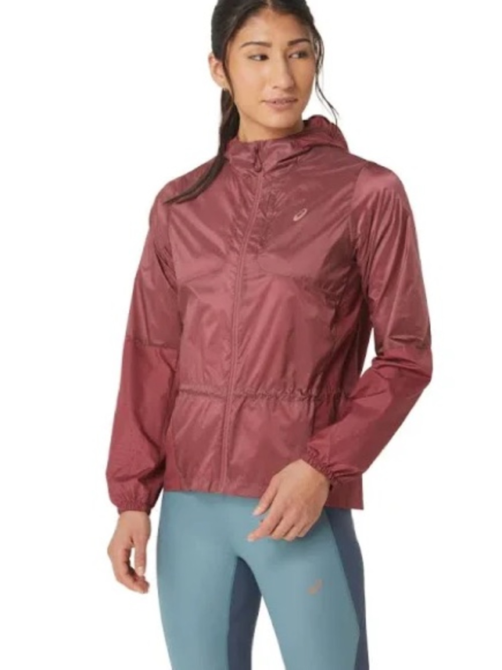 Asics Maroon Lightweight Hooded Utility Jacket